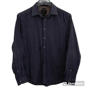 JoS. A. Bank XL Tailored Fit cashmere blend navy blue w/tan & white plaid shirt.